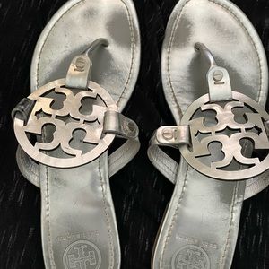Tory Burch Logo Metallic Sandals